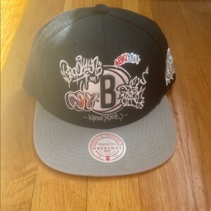 Black and Gray Snapback Cap with Graffiti Design